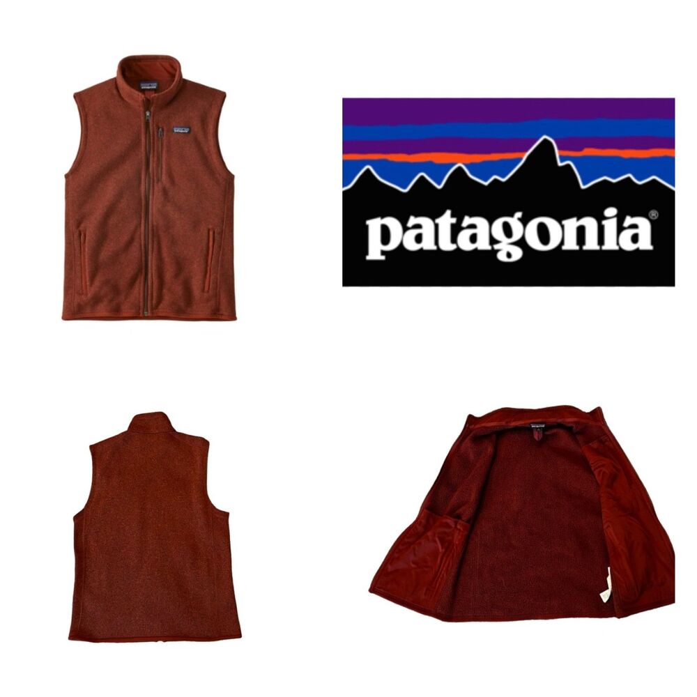SZ M Men's PATAGONIA Better Sweater Fleece Zip Vest in Burnished Heather Red